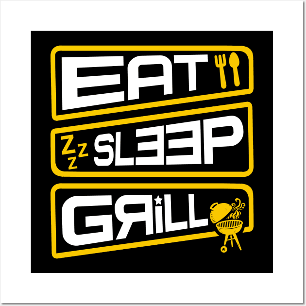 'Eat Sleep Grill' Lovely Food Barbeque Gift Wall Art by ourwackyhome